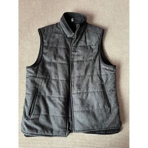Hart Schaffner Marx Reversable Vest Mens L Gray Wool Blend/Black Faux Suede